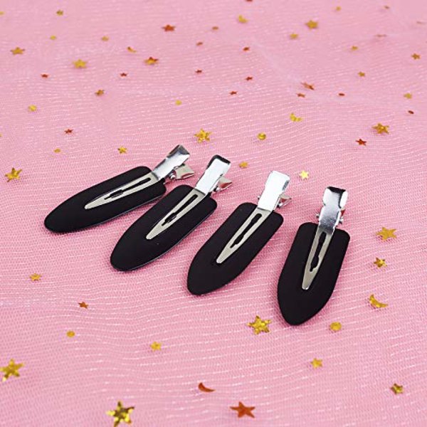 6 stk. hårklemmer uten bøy, ingen brette hårklemme for frisering, sminkeklemmer for kvinner og jenter Black&Pink