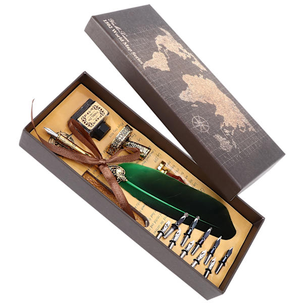 Kalligrafi Pen Retro Elegant Utskjært Mønster Holdbar Slitasje Attractiv Dekorativ Skrivemateriell for HjemGrønn