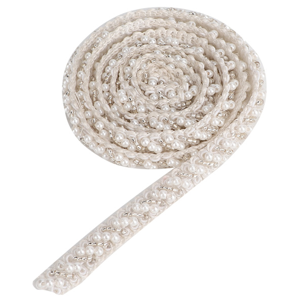 1 meter pärlband DIY handgjorda kläder broderade sytillbehör (1 cm vit sned pärla)