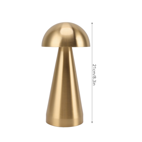 Sienimuotoinen pöytävalaisin 3 värilämpötilaa LED himmennettävä johdoton USB-ladattava moderni yöpöytävalaisin makuuhuoneeseen olohuoneeseen Gold