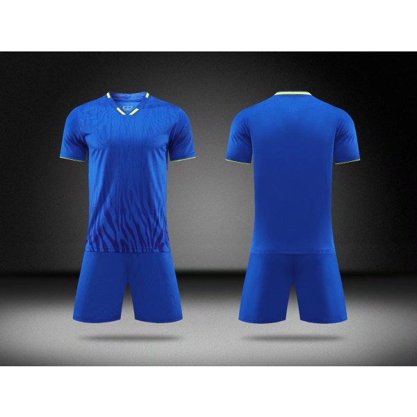 Fotbollströja Set: sportträningsdräkt, pojkar fotbollströja uniform, anpassad vuxendräkt, nummer, namn, logotyp, sponsor Blue S