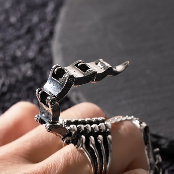 Sølv Skorpion Ring Gotisk Kno Knuckle Finger Ring Punk Rock Hængslede Aktivitetsringe Halloween Cosplay Kostume Tilbehør