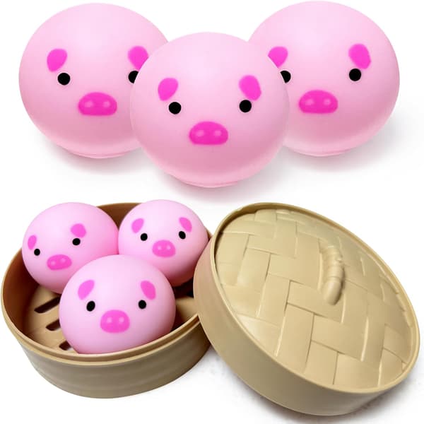 Mini Gris Dumpling Squishy Fidget Legetøj (3-pak), Sensoriske Stressbolde til Voksne og Børn, Stresslindrende Dejbolde, Festgaver
