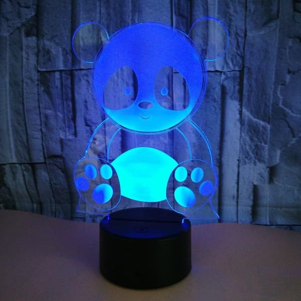 3D Panda Natlampe Illusionslampe 7/16 Farveskift LED Lampe