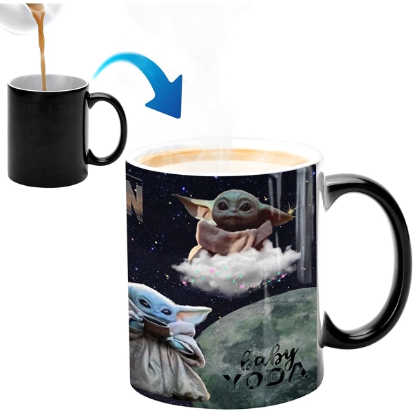 Heat Color Changing Mug, WmanCok 11 oz Magic Ceramic Cup för kaffe Te Mjölk, Yoda