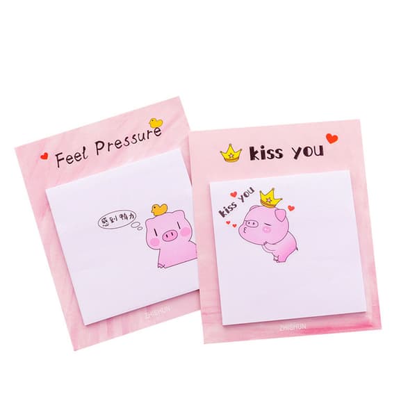 Pink Cute Pig Sticky Paste Note for en ung piges hjerte og studerende (kærlighed)