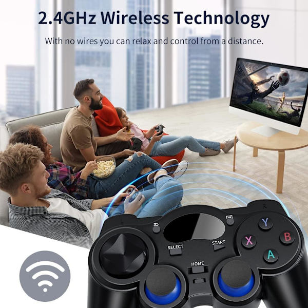 USB 2.4G trådløs spilcontroller 2-pak til pc/laptop-computer (Windows XP/7/8/10)/ Android / PS3 & Steam joystick gamepad til pc-spilcontroller C