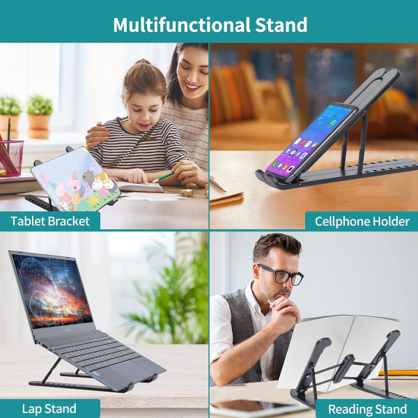 Bærbar computer stand til skrivebord, justerbar ergonomisk bærbar computer riser, 8 vinkler skridsikker bærbar computer holder kompatibel med MacBook, Hp, Dell, Lenovo alle bærbare computere 10-1