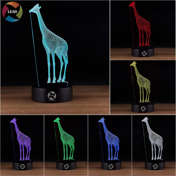 3D Optisk Illusjon Nattlys - 7 LED Fargeskiftende Lampe