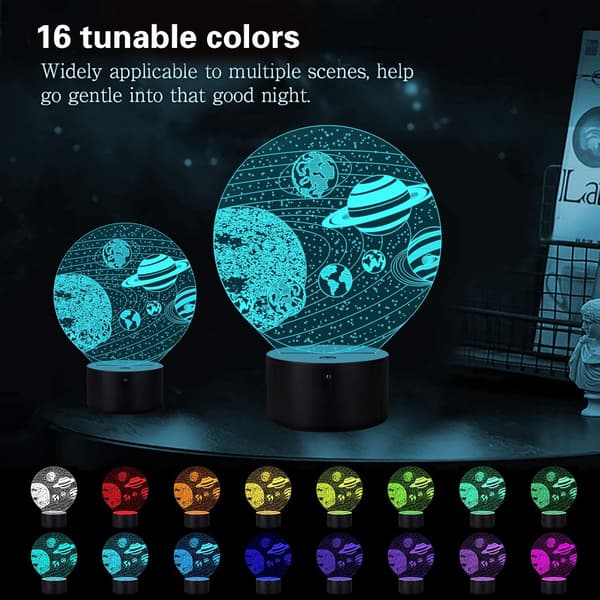 Universets Rom Nattlys Galakse Lampe, Solsystem 3D Natt