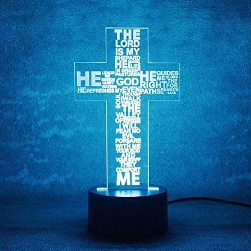 3D Jesus Gud Kors Natlampe Illusionslys 7 Farver