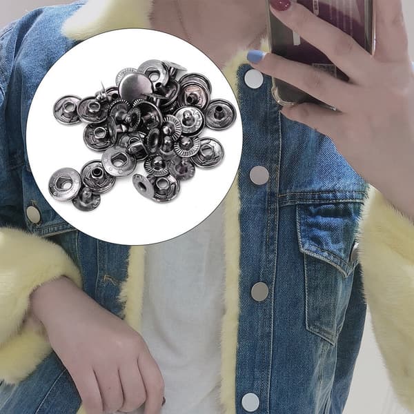 50 sæt rene messing trykknapper runde knap klud bagage dekoration tilbehør (10mm sort)