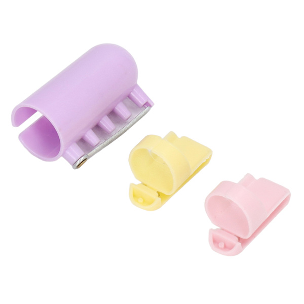 3 st stickade fingerborg i plast, lila, rosa, gul, blank utseende, bärbar garnguide, separerad garnfingerhållare för mamma