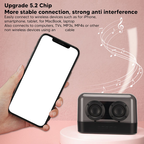 Bluetooth-högtalare Stereo Subwoofer Minneskortuppspelning Transparent Bärbar Trådlös Högtalare med Färgglad LED-lampa