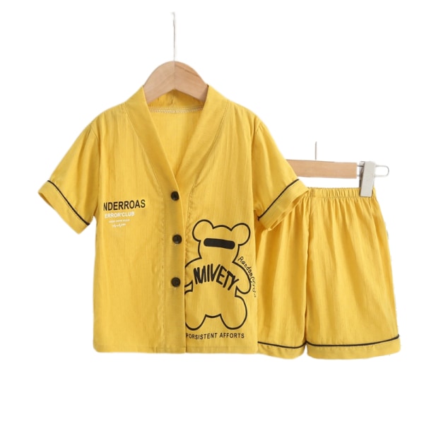 Pyjamas för barn - flickor och pojkar pyjamas shorts, M (gul)