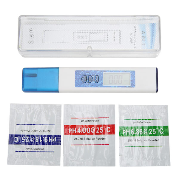 4 i 1 Vattenprovare PH-mätare TDS-mätare Clear Value Bakgrundsbelyst display Digital Vattenprovare för Akvarium SimbassängBlå