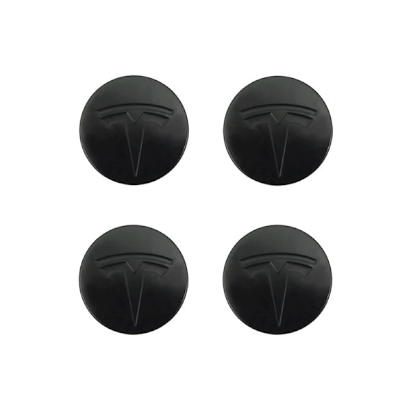 Passar till tesla Tesla modell 3 hjulnavkapsel logotyp - svart svart etikett (ljus) (fyra pack)