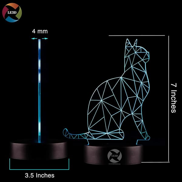 3D Optisk Illusions Natlampe - 7 LED Farveskiftende Lampe