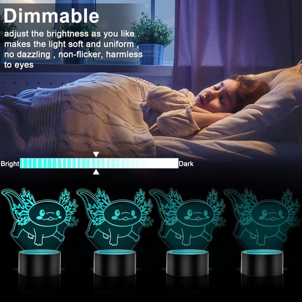 3D Axolotl Lampe Nattlys 16 Farger Endrende Dekor Di