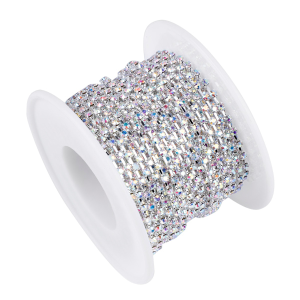 1 rulle kristallkedja för gör-det-själv-halsband, bröllopsdekoration, accessoarer (ss6 silver)