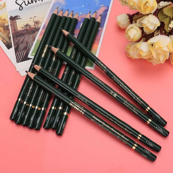 12-pack skiss pennor set trä giftfria målningsritning pennor konstmaterial