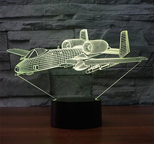 3D Krigsfly Jagerfly Nattlys USB Berøringsbryter Dekor Bordlampe