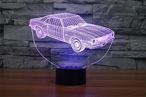 Cool Bil 3D Illusion LED Natlampe Farverigt Akrylbord