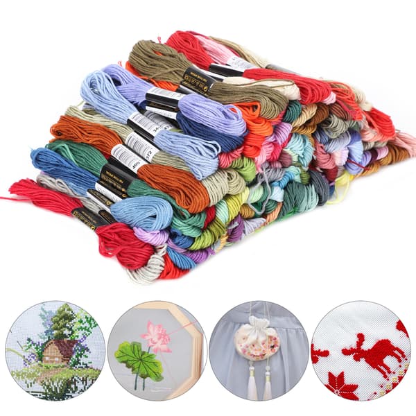 150 stk broderigarn flerfarget korssting floss polyester bomullsspoler 8 meter
