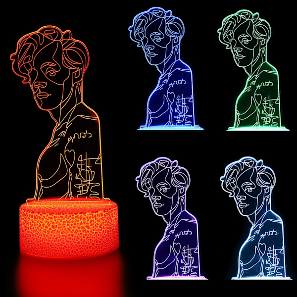 3D Harry & Styles Nattljus Illusion Led-lampa med fjärrkontroll