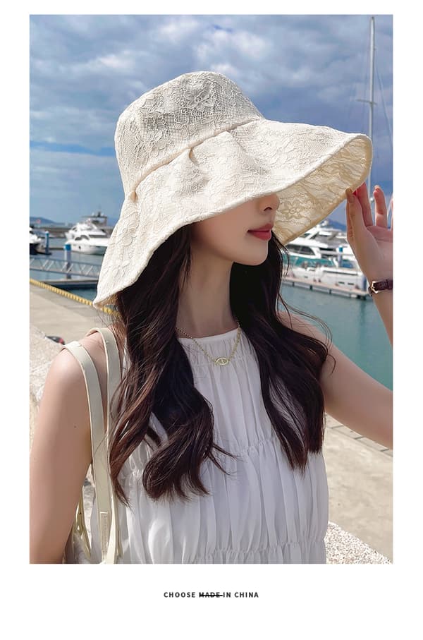 Floppy solhatt for damer, UV-beskyttelse, sammenleggbar, rullbar strandhatt H Beige