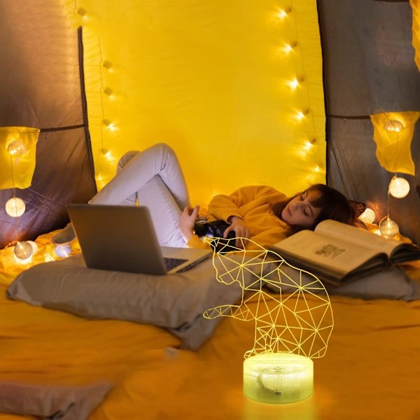 Kattformad 3D-nattlampa, 16 färger, smart touch och fjärrkontroll