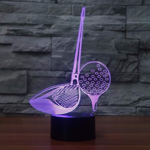 3D LED Golfkølle Værktøj Natlampe Touch Switch 7 Farveskift
