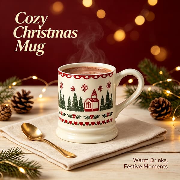 God Jul Dubbelring Keramisk Mugg, Julklapp för Frukostlatte Christmas Double Ring Mugs