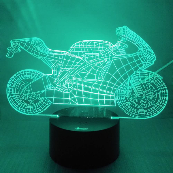 Motorcykel 3D Nattljus LED Illusion Lamp Sängbordsskrivbordstabell