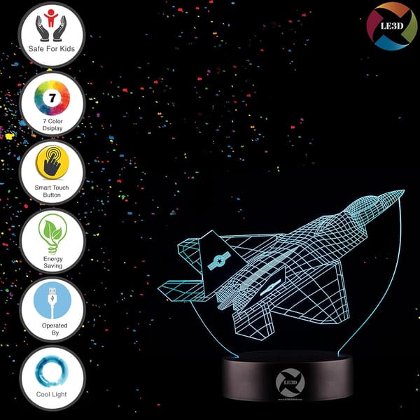 3D Optisk Illusions Natlampe - 7 LED Farveskiftende Lampe