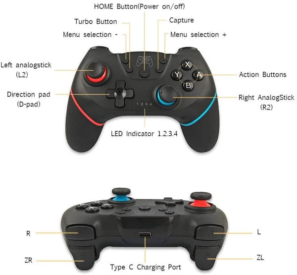 Kompatibel med Switch Pro Gamepad Switch-konsoll 6 akser Han