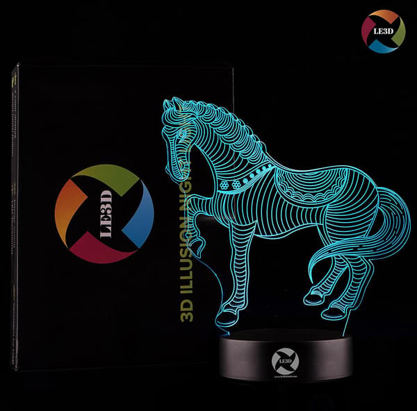 3D Optisk Illusions Natlampe - 7 LED Farveskiftende Lampe