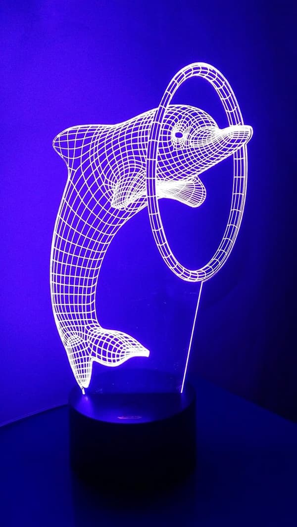 Dolphin 3D nattlampa LED Illusion Lamp Sängbordsskiva