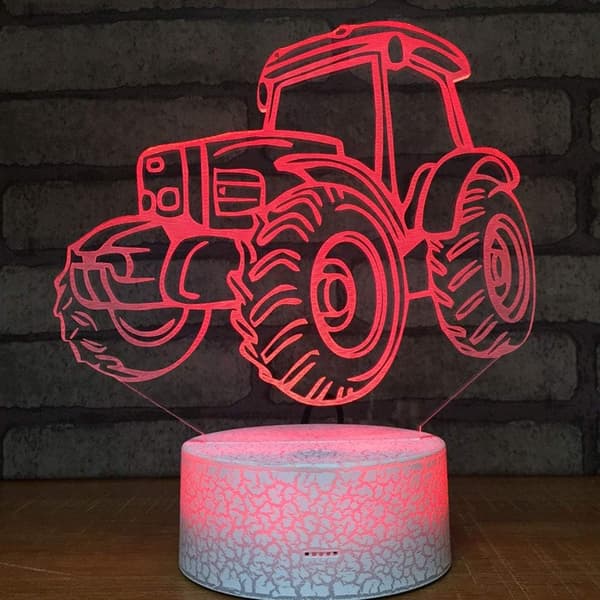 3D Kreative Gaver Traktor LED Lampe Abstrakt Optisk Illusjon