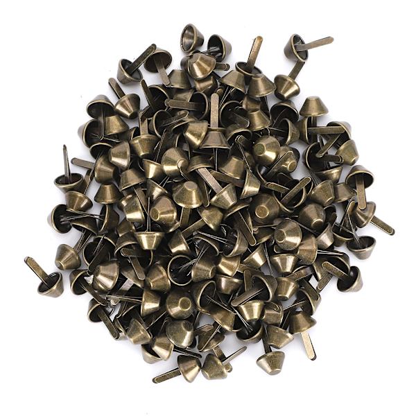 200 st platta fötter nitar antik mässing DIY läder bagage handväskor hantverkstillbehör 12mm