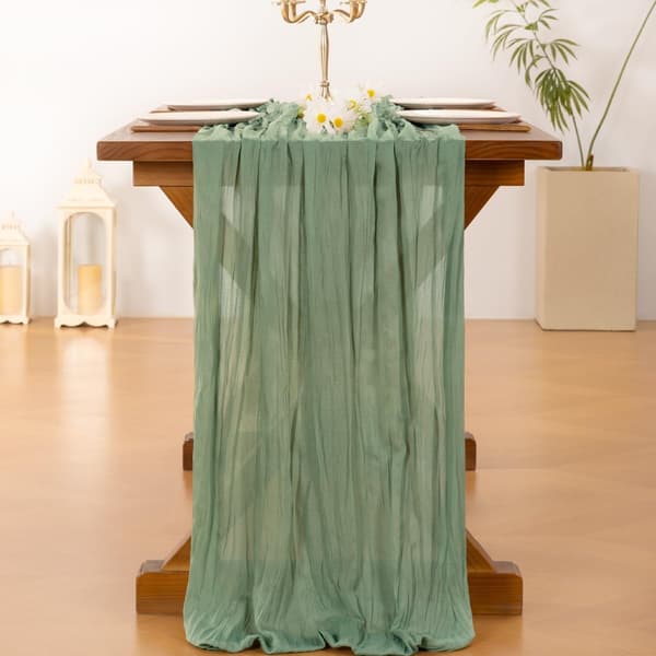 Boho Rustikk Gårdsstil Salviegrønn Osteklut Duk 120 Tommer - Gasbind Bomullsduk for Thanksgiving, Bryllup, Babyshower,
