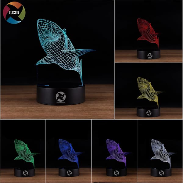 3D Optisk Illusjon Nattlys - 7 LED Fargeskiftende Lampe