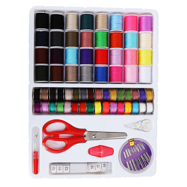 64PCS Färgglad Handmaskin Sytråd Sats Kläder Snöre Spole Box FR-196