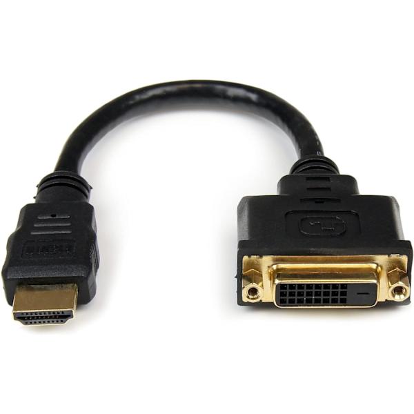 HDMI-hane till DVI-hona-adapter - 8 tum - 1080p DVI-D-könsändringskabel (HDDVIMF8IN)，2-pack