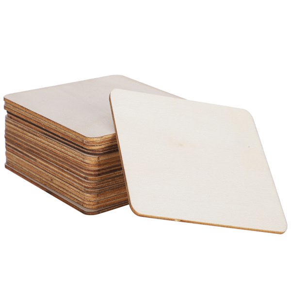 20 st fyrkantiga träskivor barn DIY konst hantverk träflis för koppmatta pussel 9,8 cm
