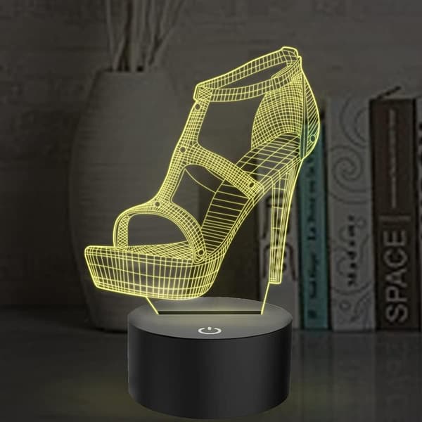 Hælsandal 3D Illusjonslampe LED Fargeskiftende Nattlys