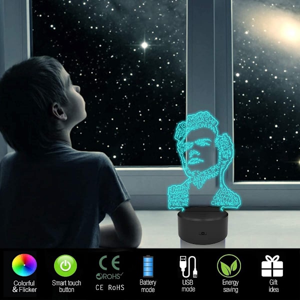 3D Harry & Styles Natlys Lampe til Børn Farveskiftende Edward Gave Gave til Fans Soveværelse Dekoration Lys Led Arbejdsbord Lampe …