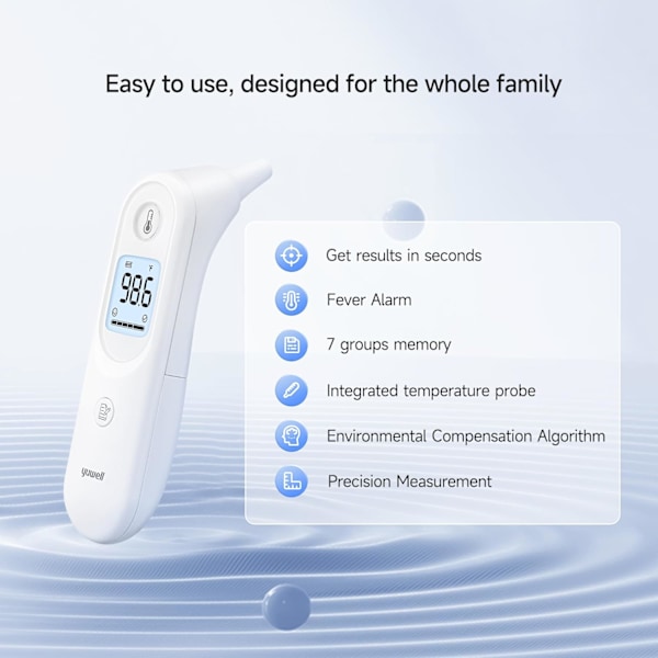 Termometer, Digital Örontermometer för Vuxna, Spädbarn, Småbarn och Barn – Snabb, Skonsam och Exakt