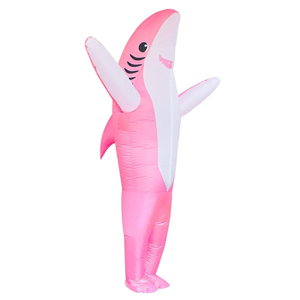 Uppblåsbar Hajdräkt Luftblåst Käkar Jumpsuit Maskeraddräkt Rolig Carcharias Dräkt för Cosplayfest Pink