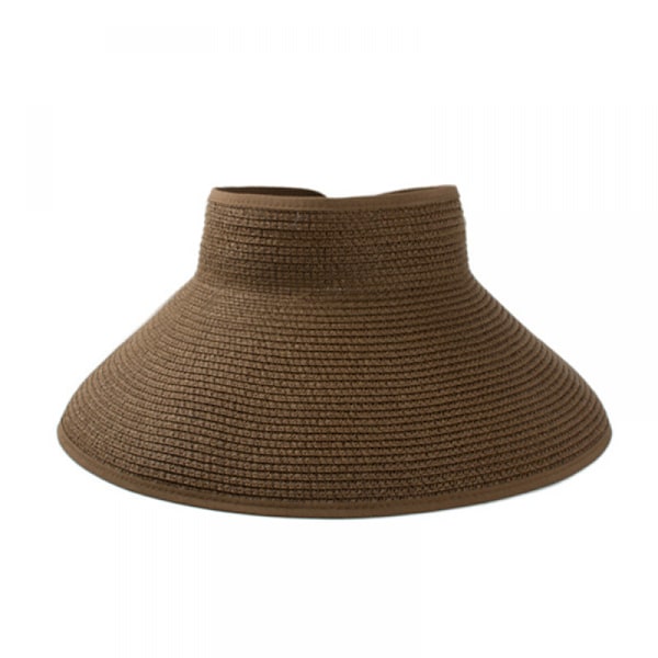 Dam solhatt med bred brätte i halm med UPF 50+ Coffee